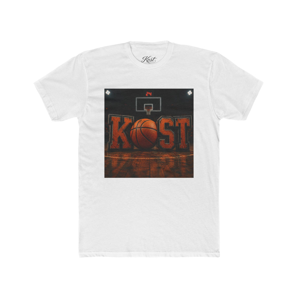 Basketball Court Graphic Tee — 'KOST' Logo with Basketball