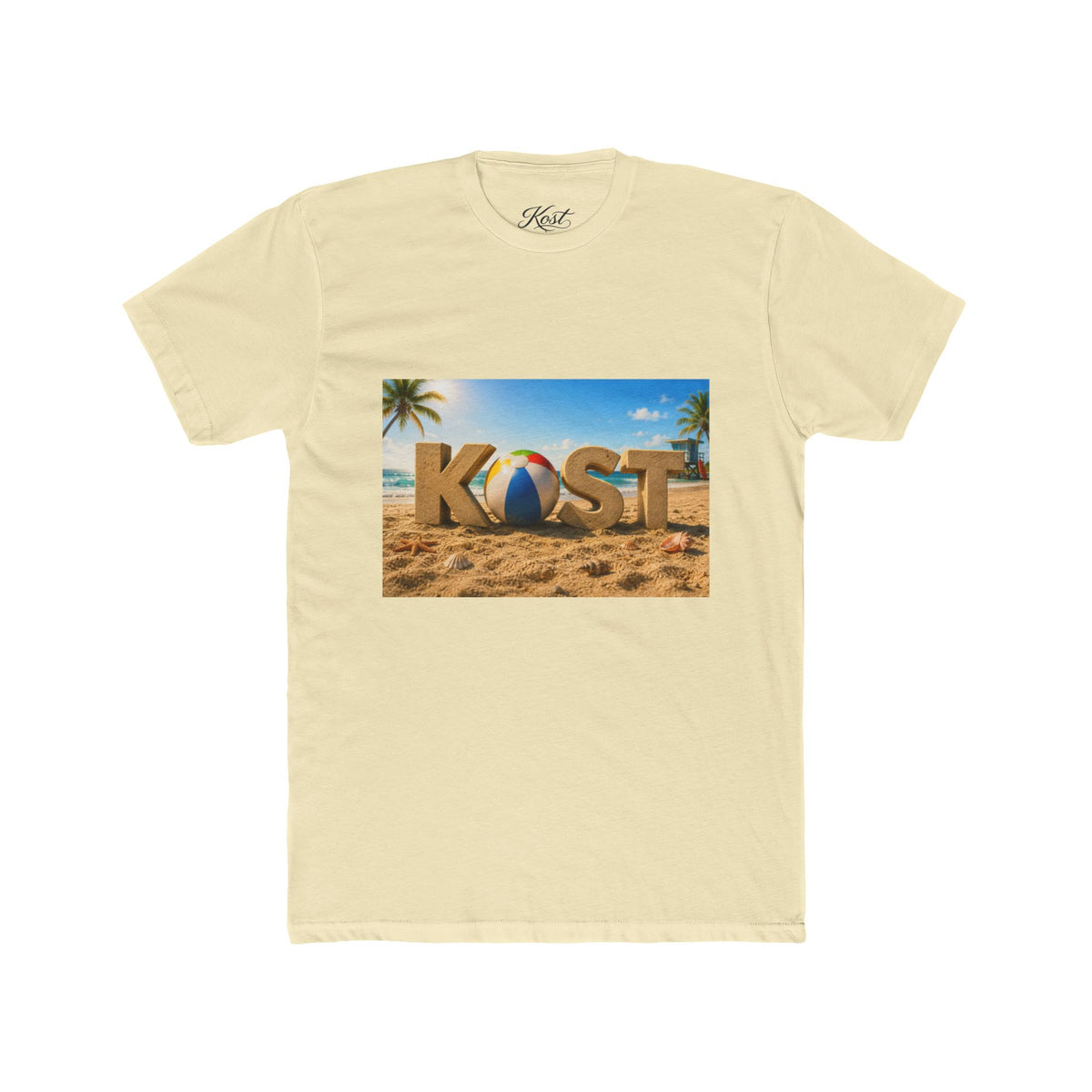 Coastal Beach Tee — 'KOST' Sand & Surf Graphic T-Shirt