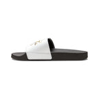 Men’s White Slide Sandals with Gold Rose Monogram