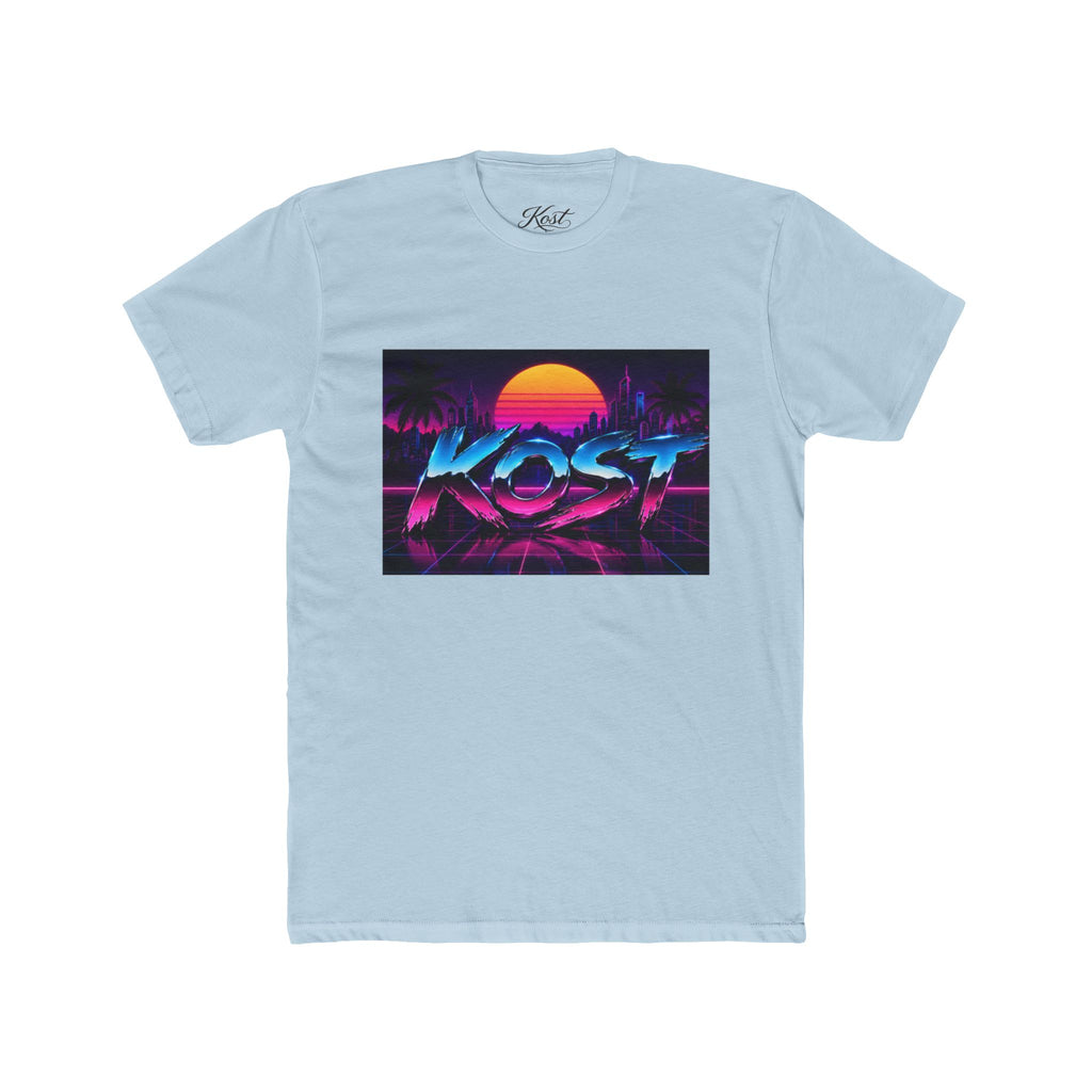 Retro Sunset "ROST" Graphic Tee — 80s Vaporwave Palm Beach T-Shirt