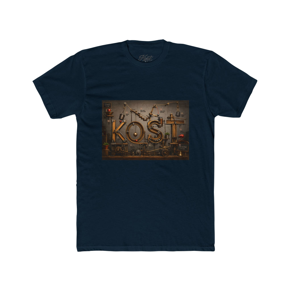 Retro Industrial 'KOST' Graphic Tee — Vintage Steampunk Lettering Shirt