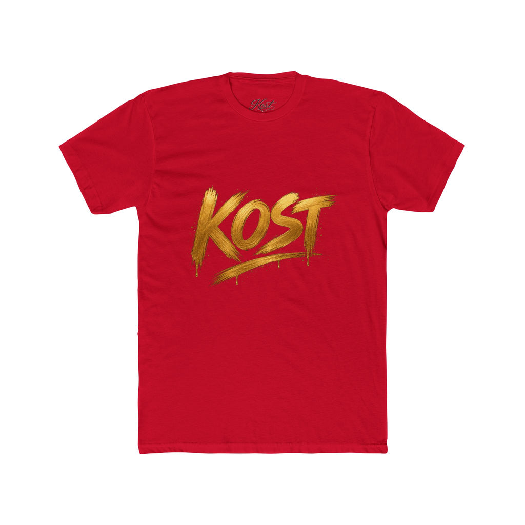 KOST Gold Script T‑Shirt — Streetwear Graphic Tee with Metallic Brush Lettering