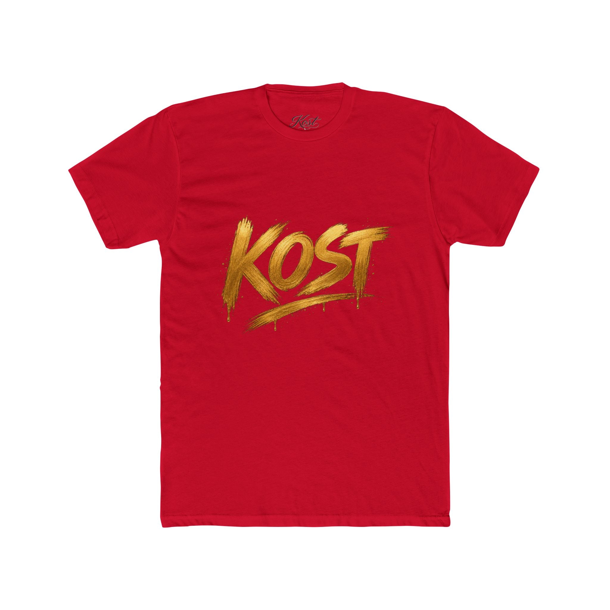 KOST Gold Script T‑Shirt — Streetwear Graphic Tee with Metallic Brush Lettering
