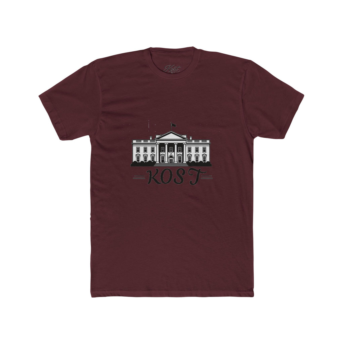 White Tee with Presidential Building Graphic & KOST Text