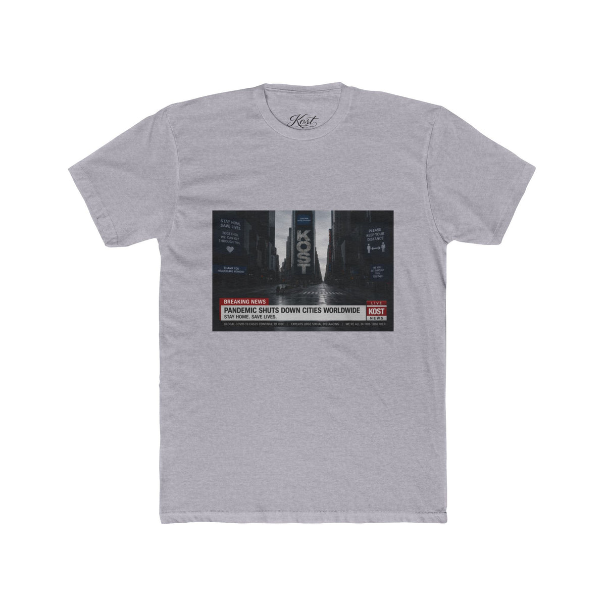 Breaking News Graphic Tee — 'Pandemic Shuts Down Cities' Vintage Newsfeed Shirt