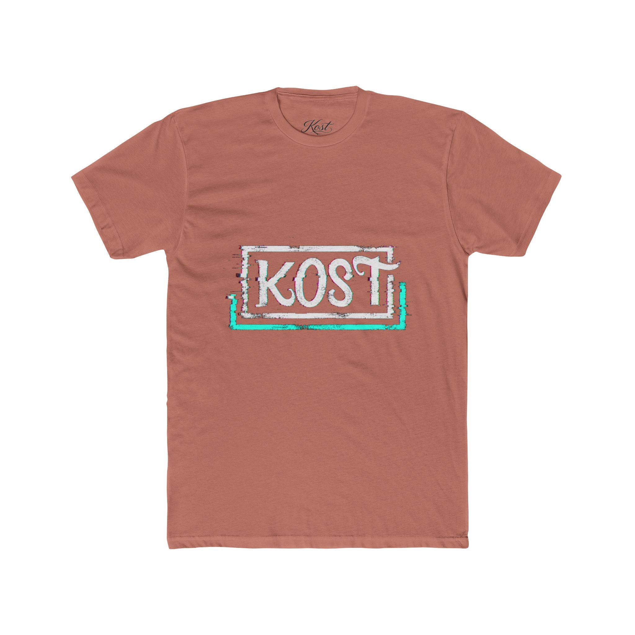 KOSI Retro Outline Logo Tee — White Cotton Crew T-Shirt