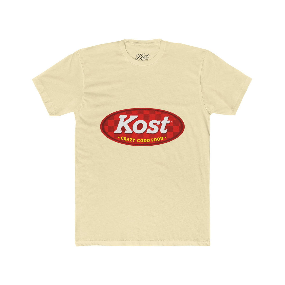 Kost Logo Tee — Vintage Red "Kost" Oval Graphic Cotton T-Shirt