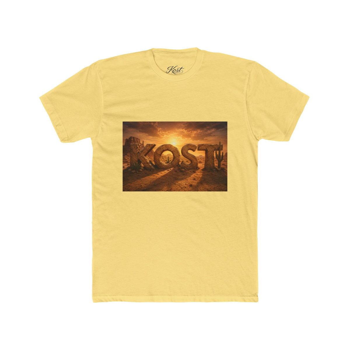 KOST Sunrise Graphic Tee — Vintage Stone Lettering Sunset T-Shirt