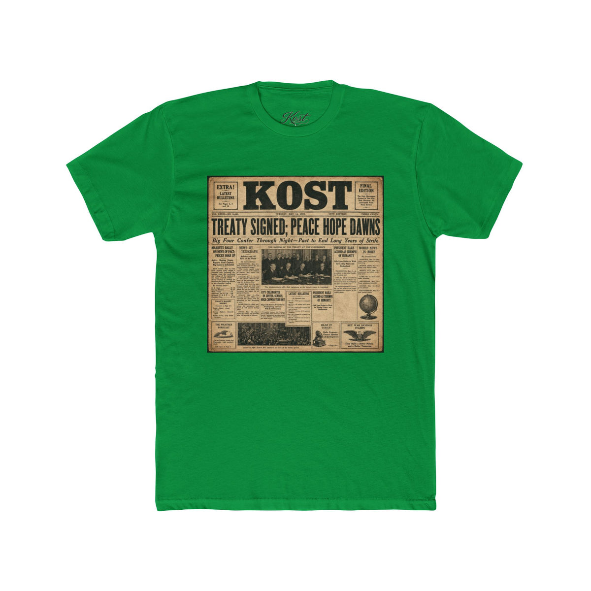 Vintage Newspaper 'Kost' Graphic Tee – Retro Headline Shirt