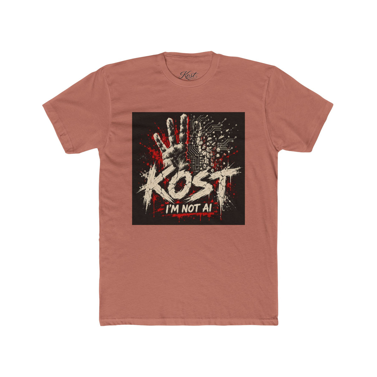 T-Shirt — KOST "I'm Not Al" Graphic Tee (Handprint Horror Design)