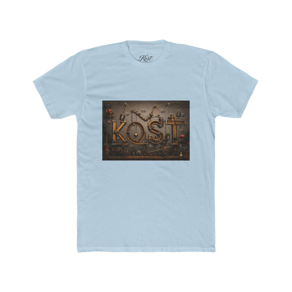 Retro Industrial 'KOST' Graphic Tee — Vintage Steampunk Lettering Shirt