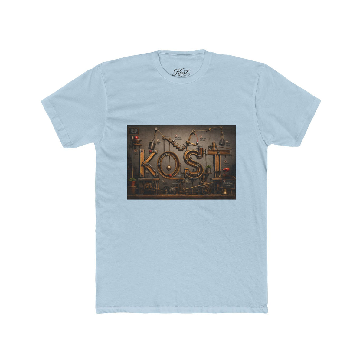 Retro Industrial 'KOST' Graphic Tee — Vintage Steampunk Lettering Shirt