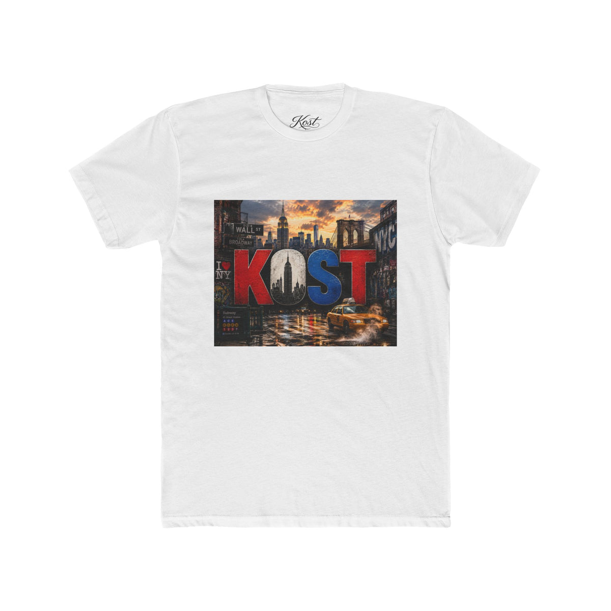 KOST Cityscape Graphic Tee — Red, White & Blue Urban Skyline T-Shirt
