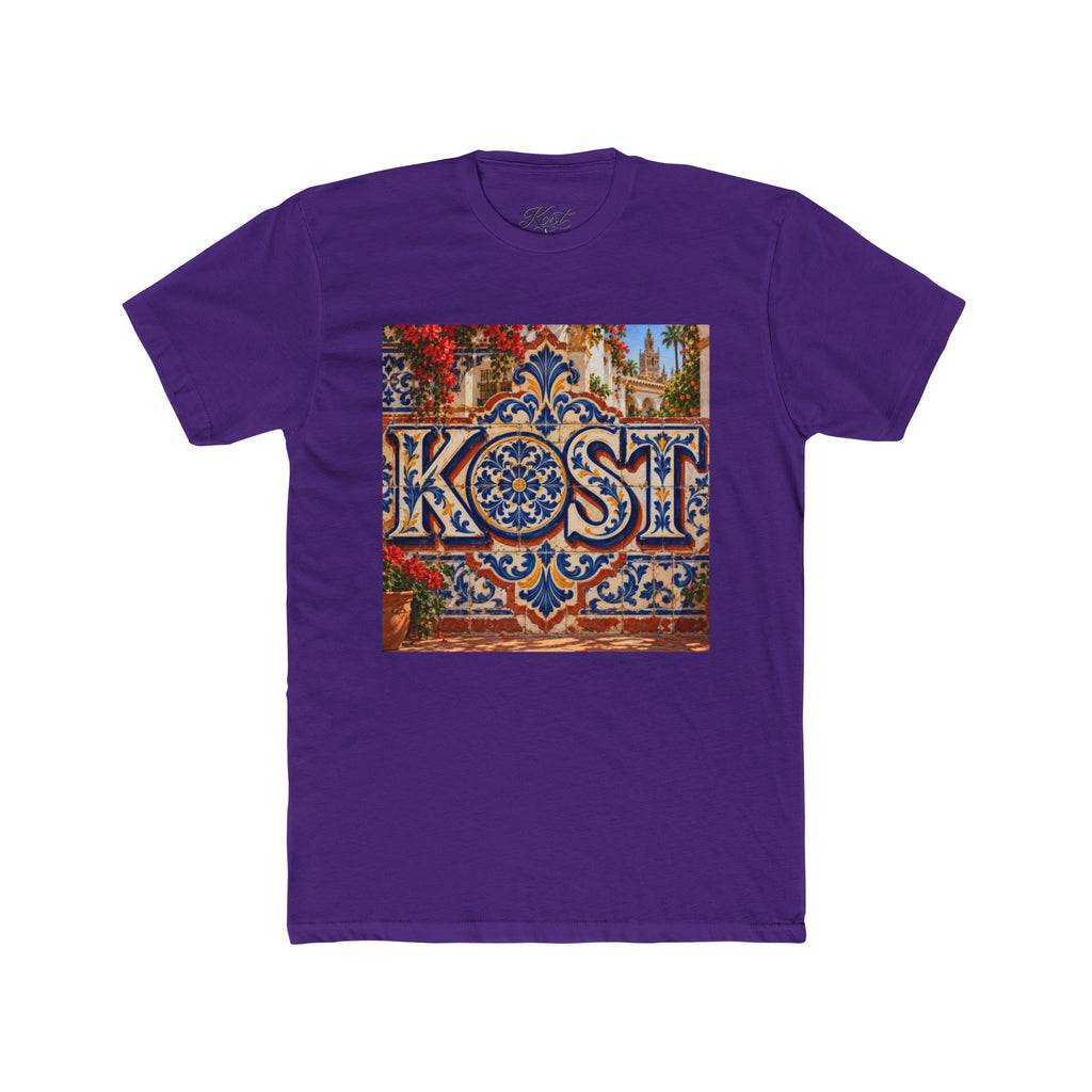 Ornate Blue and Red Tile Pattern T-Shirt