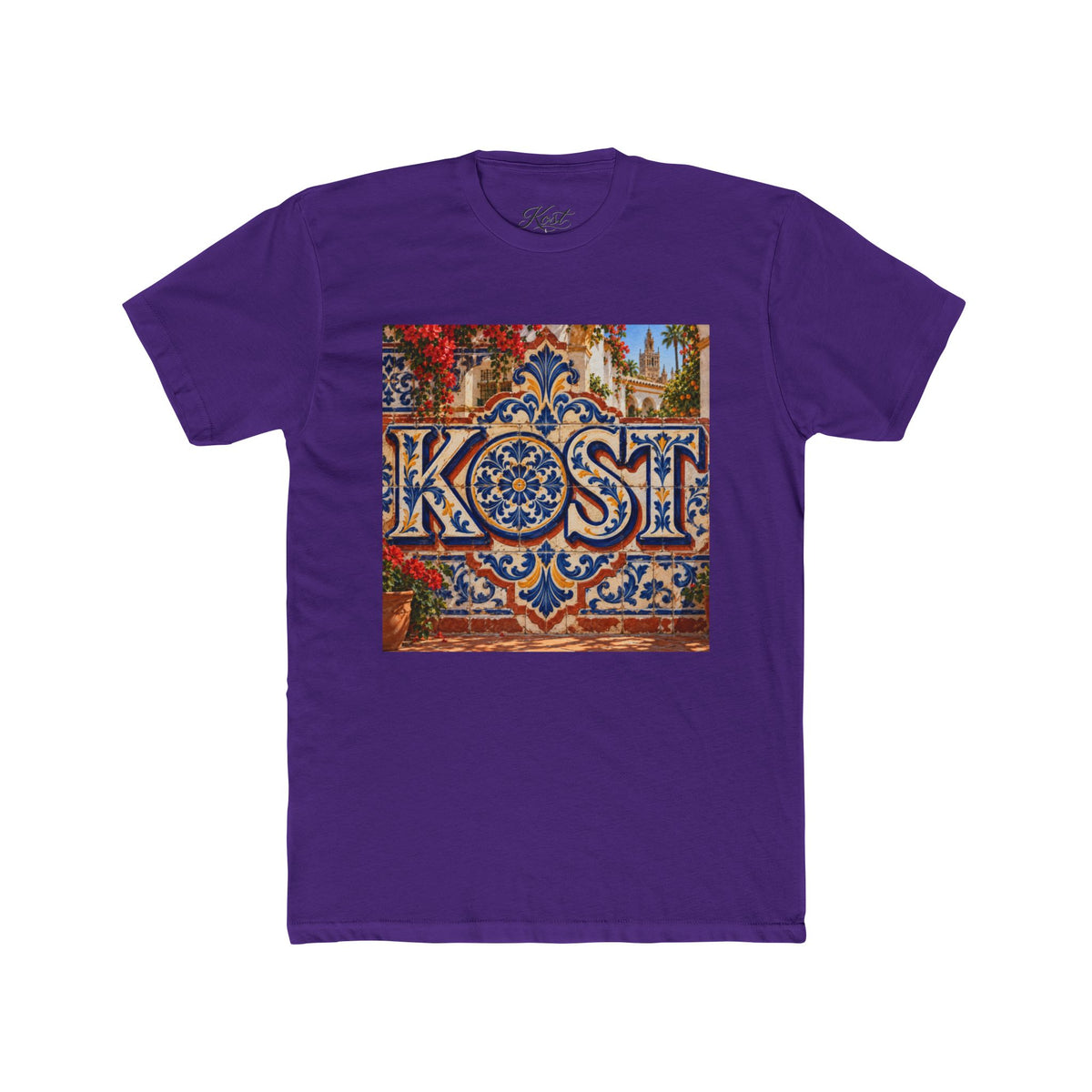 Ornate Blue and Red Tile Pattern T-Shirt