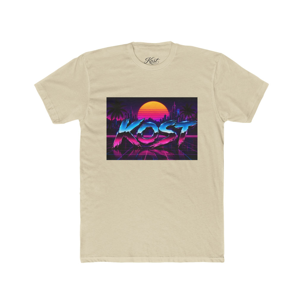 Retro Sunset "ROST" Graphic Tee — 80s Vaporwave Palm Beach T-Shirt