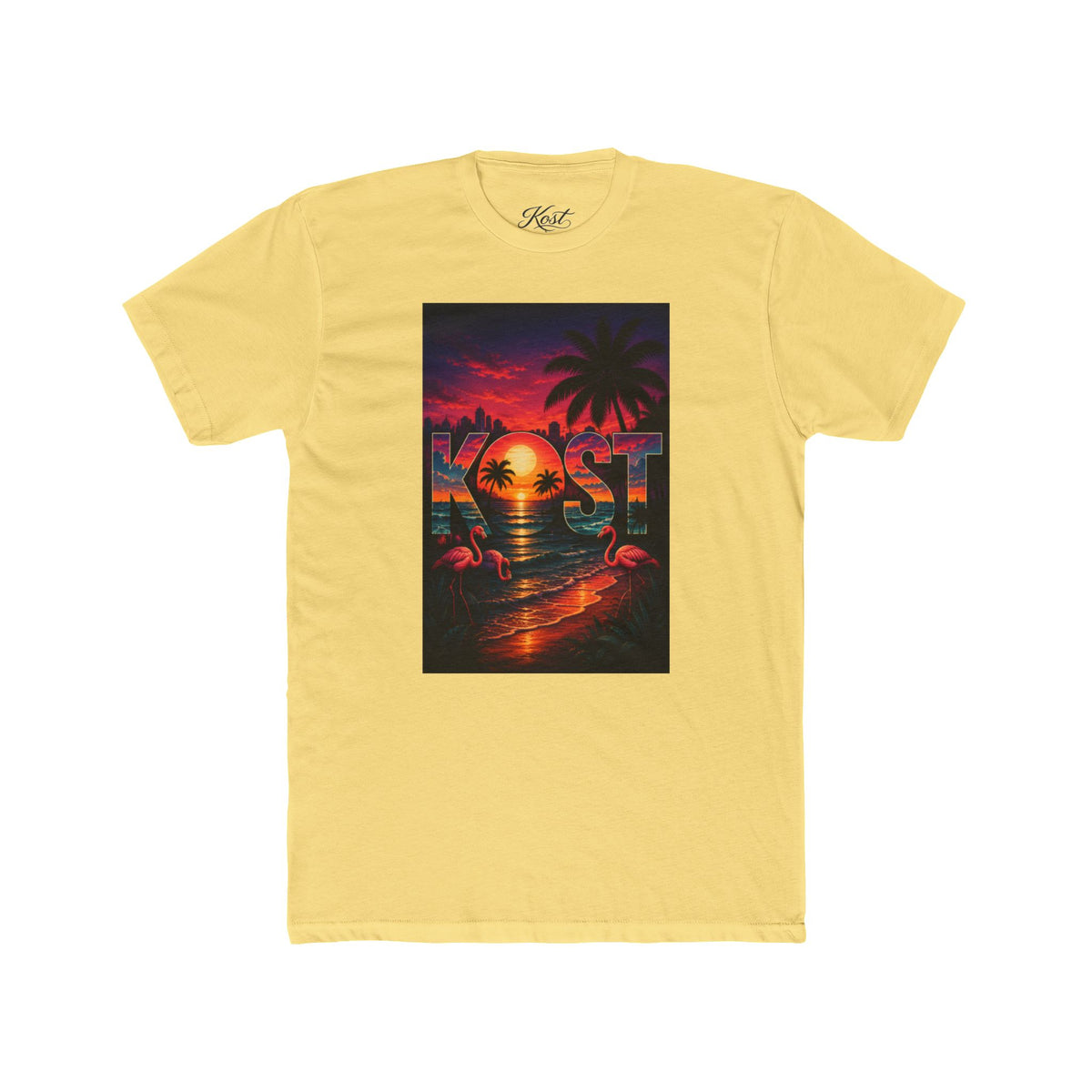 Retro Sunset Beach T-Shirt — 'Coast' Neon Palm Graphic Tee