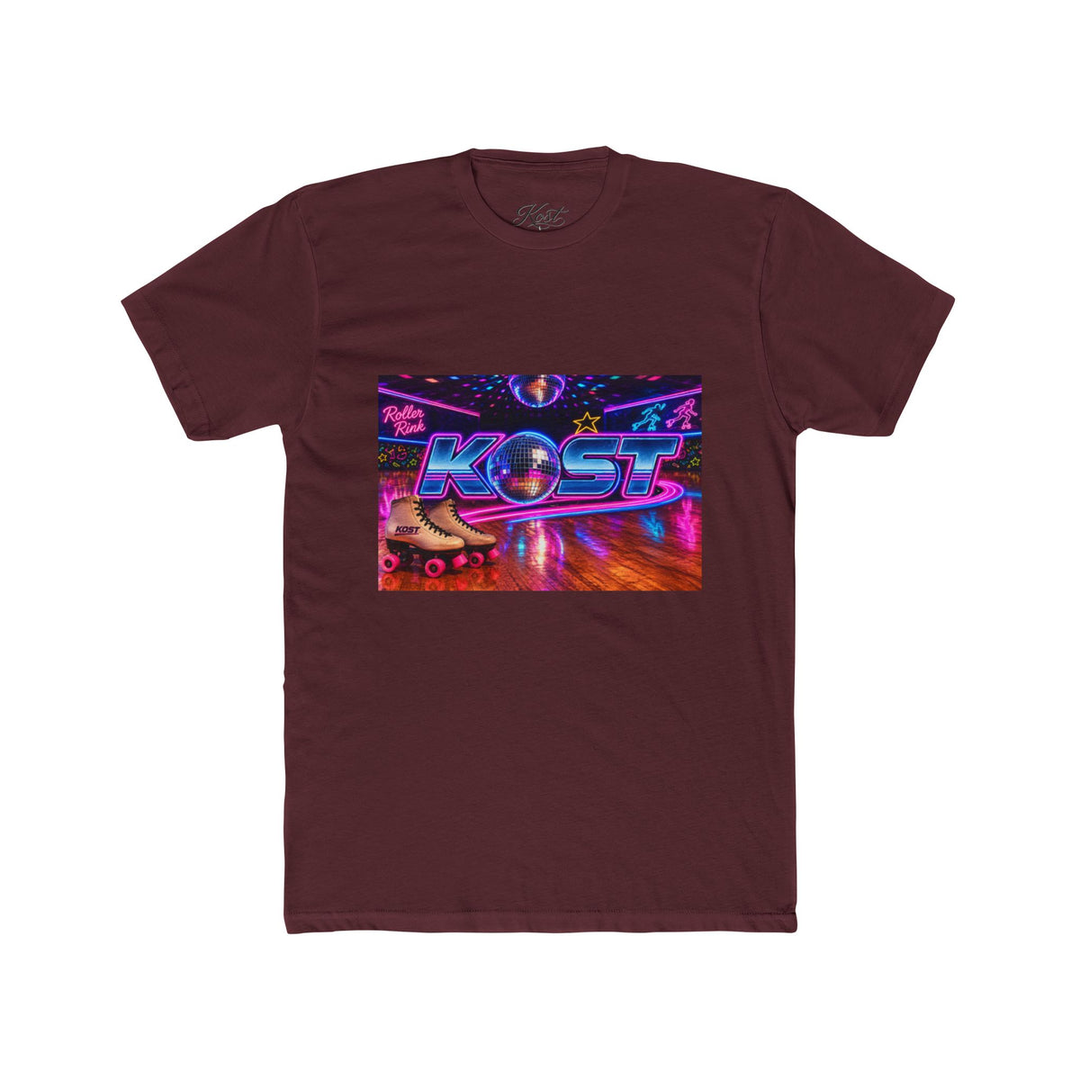 Retro Roller Disco Tee — "KOST" Neon 80s Skate Graphic T-Shirt