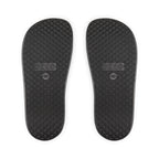 Men’s Removable-Strap Sandals – White Slide Sandals with “JOY” Graphic