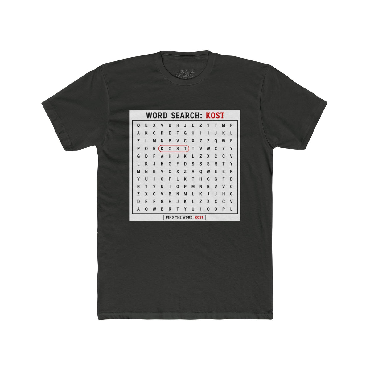 Word Search T‑Shirt — "Kost" Puzzle Graphic Tee