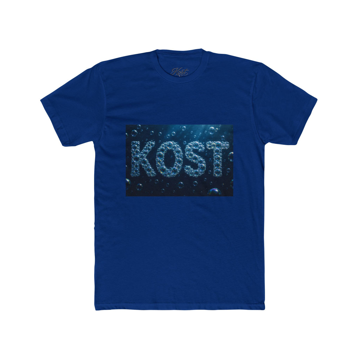 KOST Bubble Text Tee — Nautical Blue Graphic Crewneck Shirt