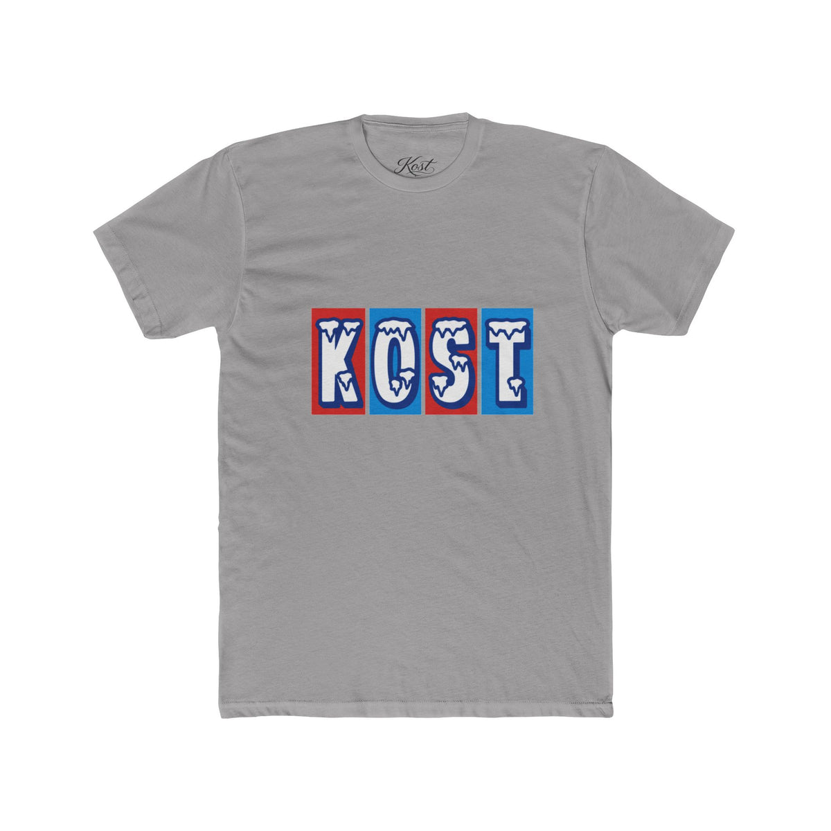 Kost Retro Block Letter Tee — Vintage Red & Blue Graphic T-Shirt