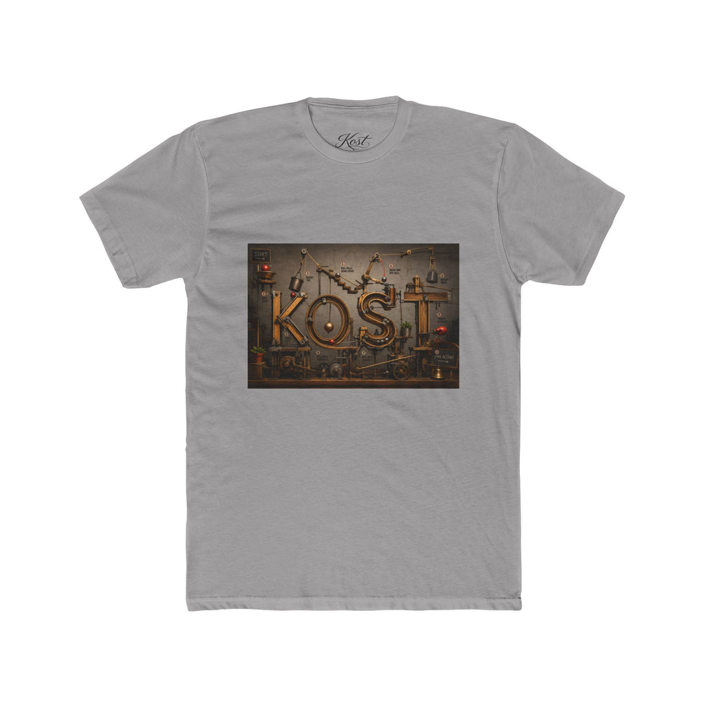 Retro Industrial 'KOST' Graphic Tee — Vintage Steampunk Lettering Shirt