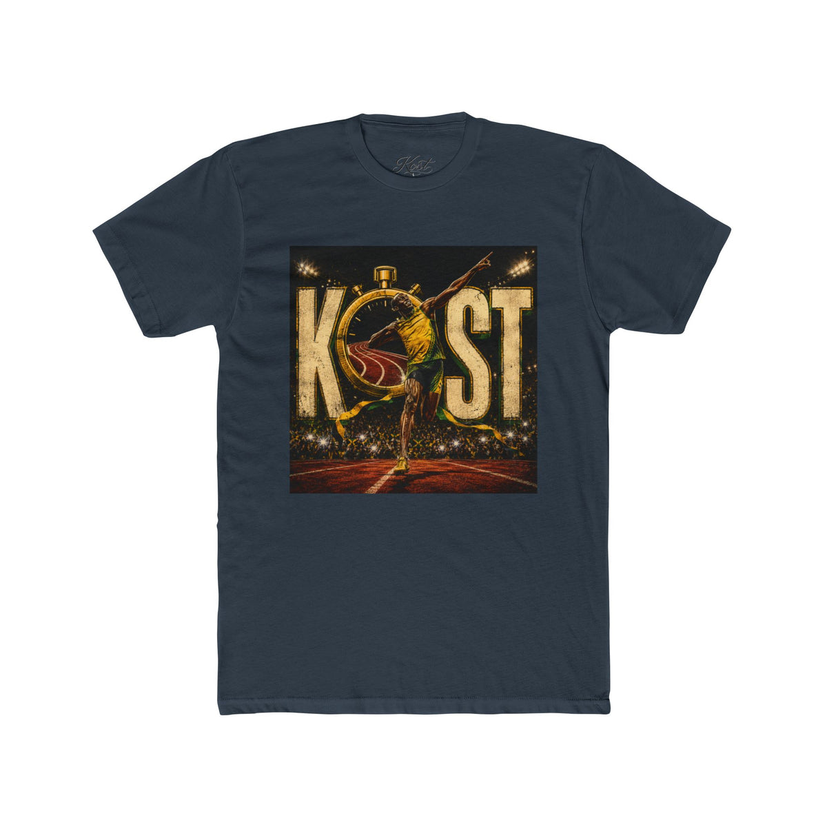 KOST Track Runner Graphic Tee — 'KOST' Stopwatch Running Design