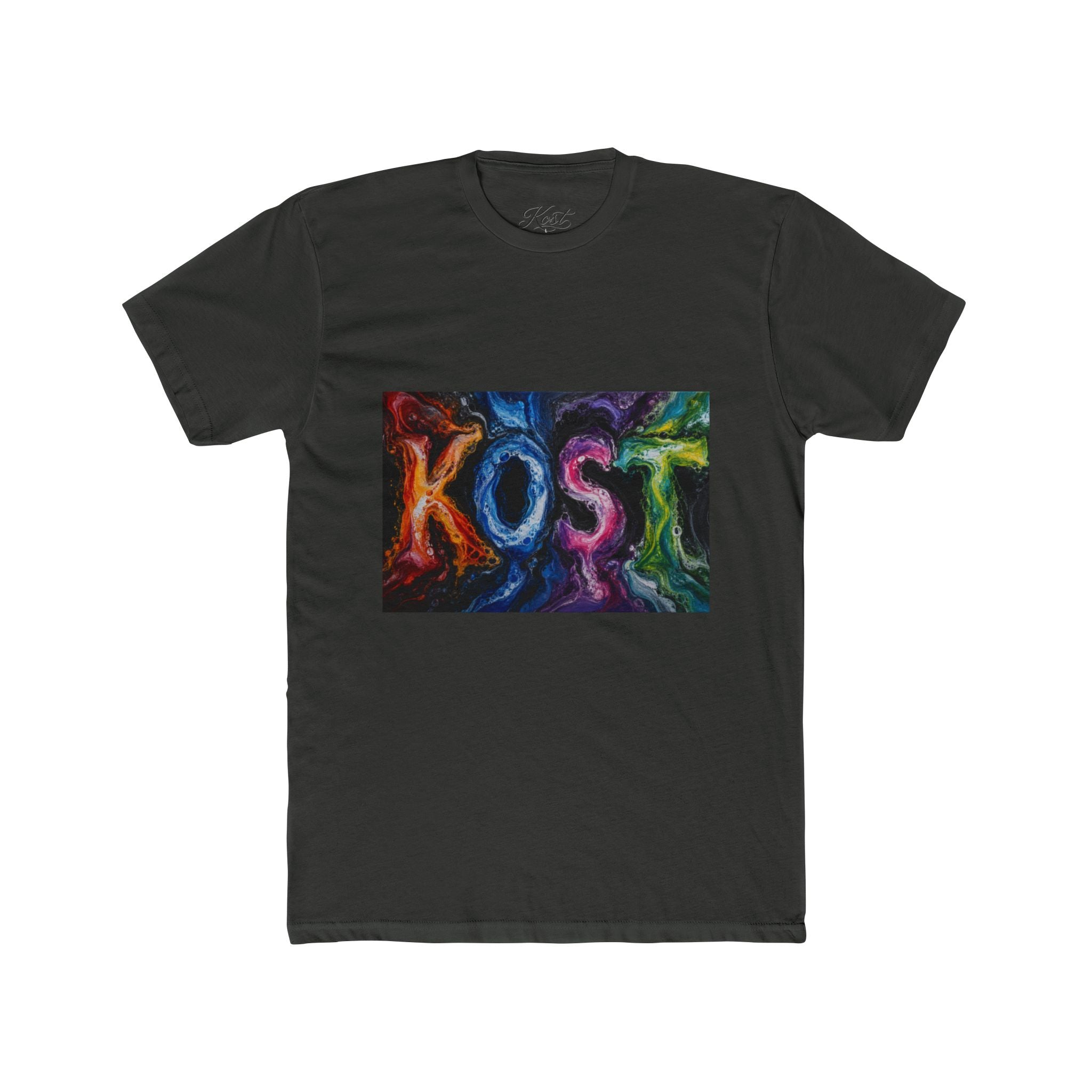 KOST Colorful Smoke Graphic Tee — Vibrant Abstract Lettering T-Shirt