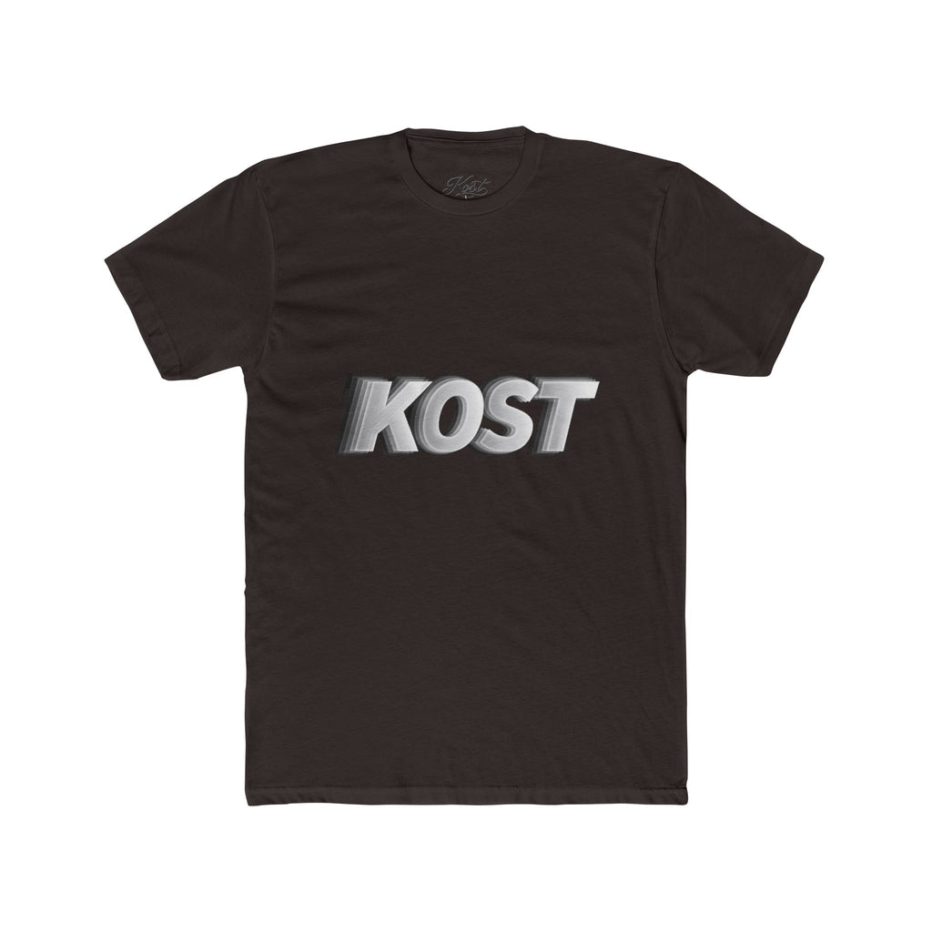 KOST 3D Metallic Logo Tee — White Graphic Crewneck T-Shirt