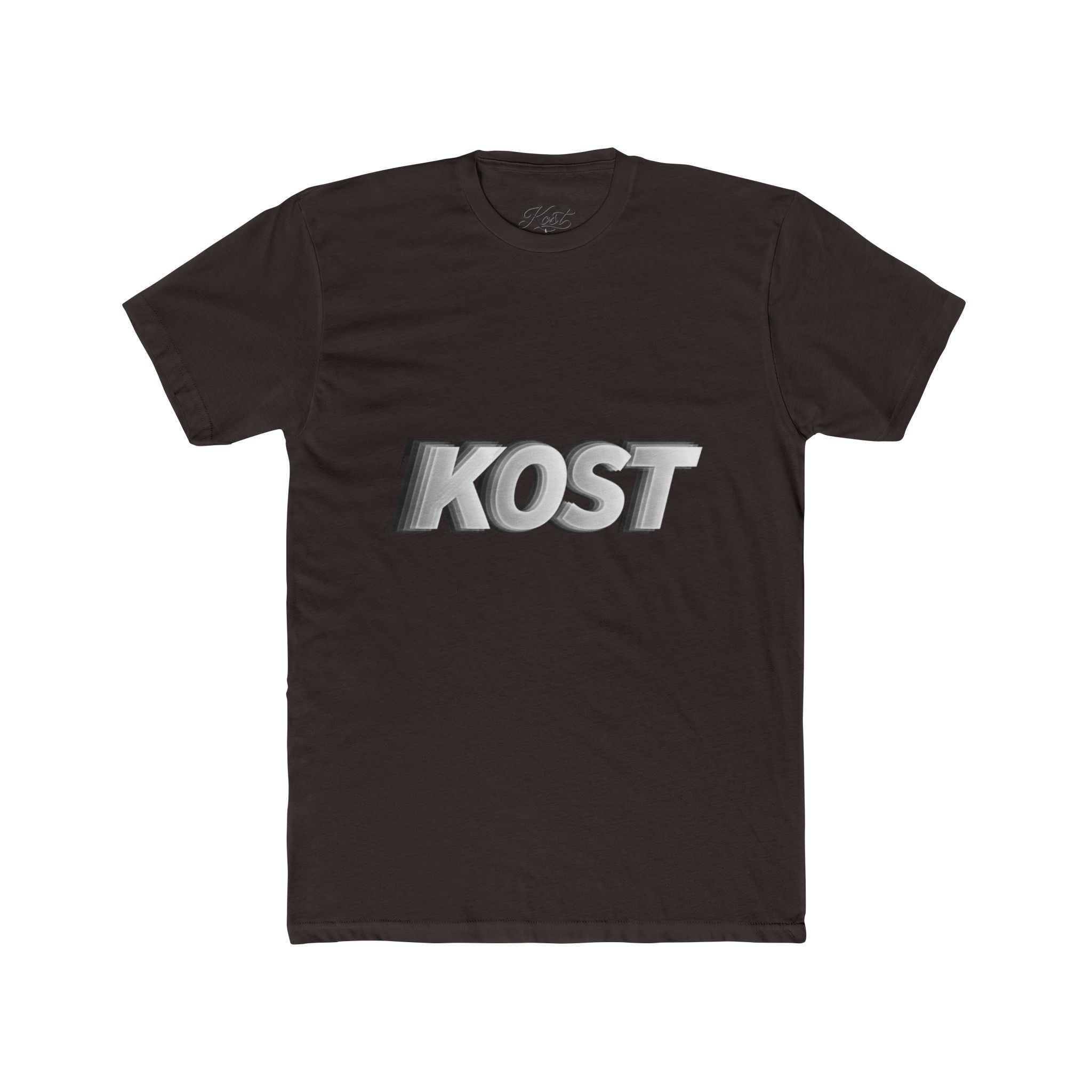 KOST 3D Metallic Logo Tee — White Graphic Crewneck T-Shirt
