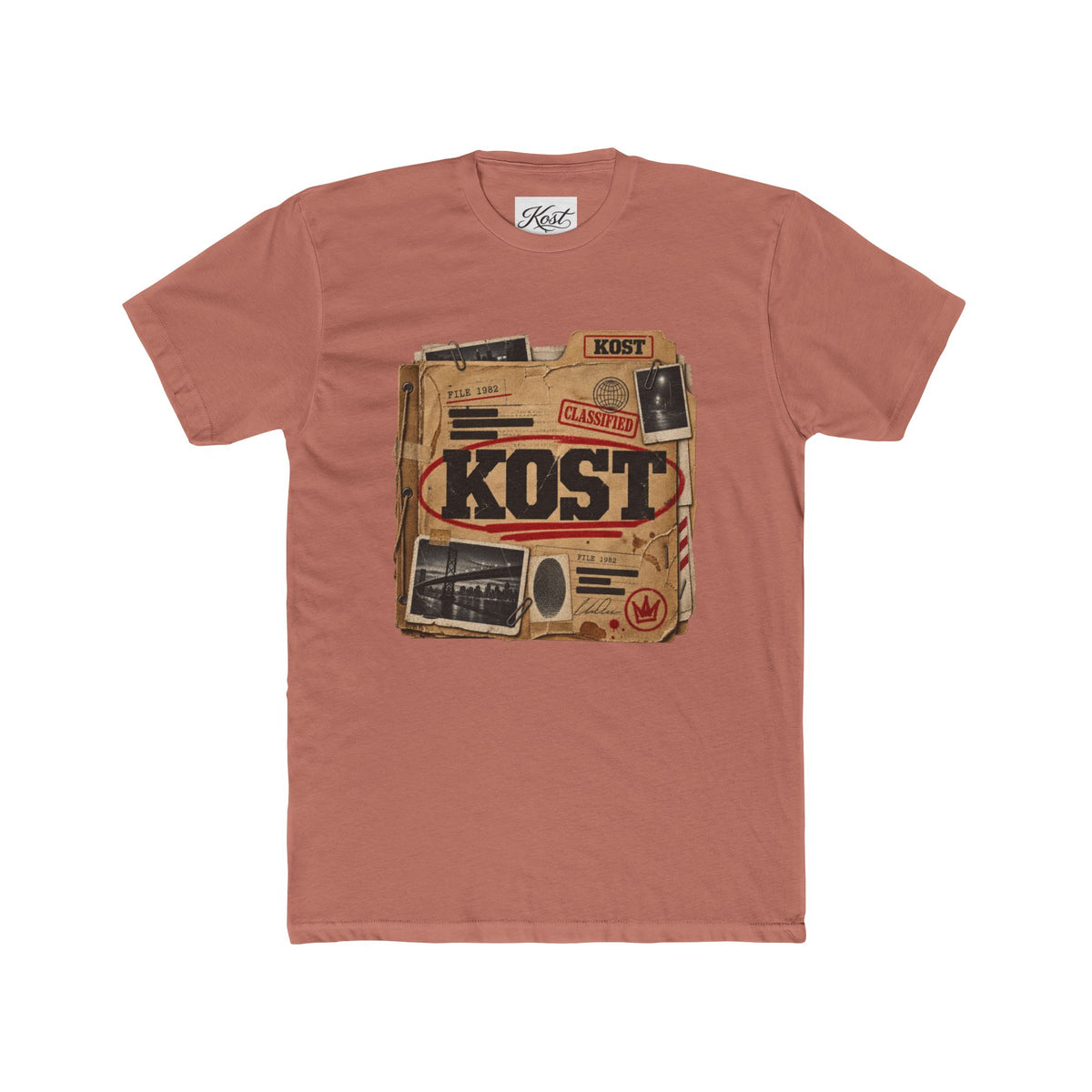 Vintage Radio Collage Tee — "KOST" Retro Music Graphic Shirt