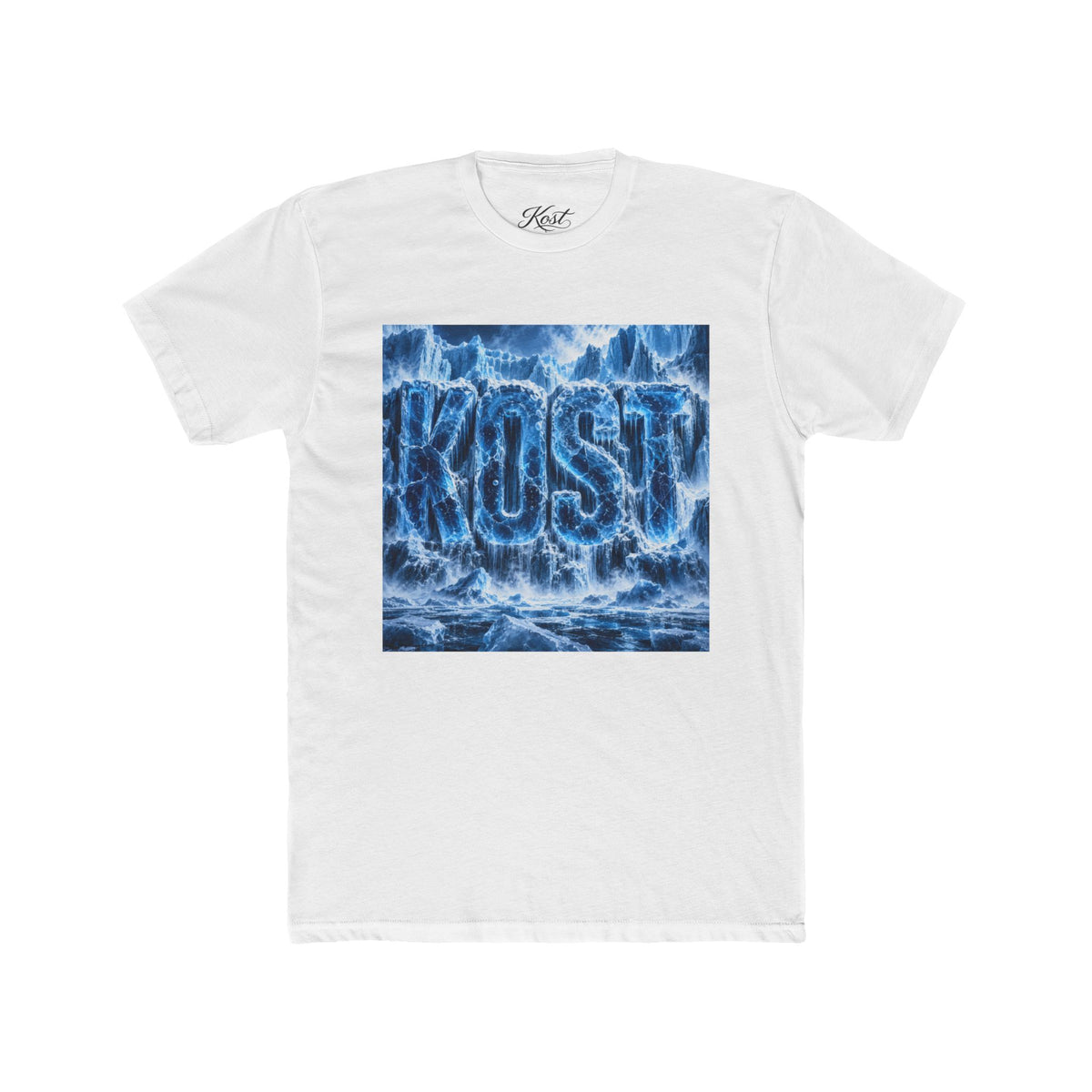KOST Waterfall Graphic Tee — Blue Wave Texture Crew Shirt