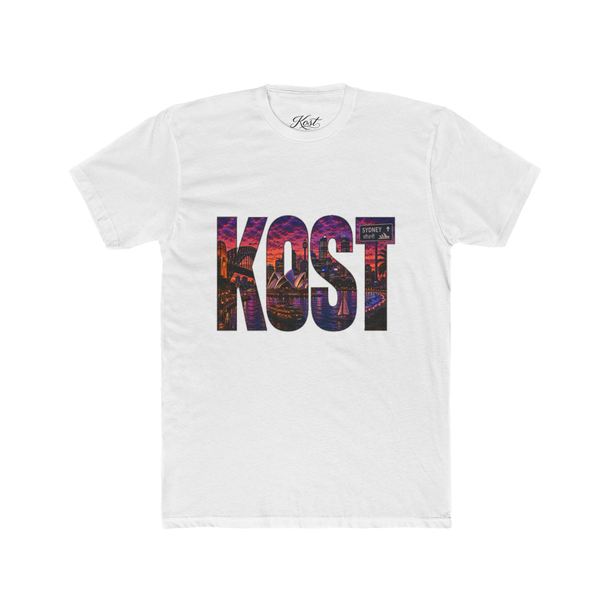 KOST Cityscape Graphic Tee — Vintage Sunset Logo Cotton T‑Shirt