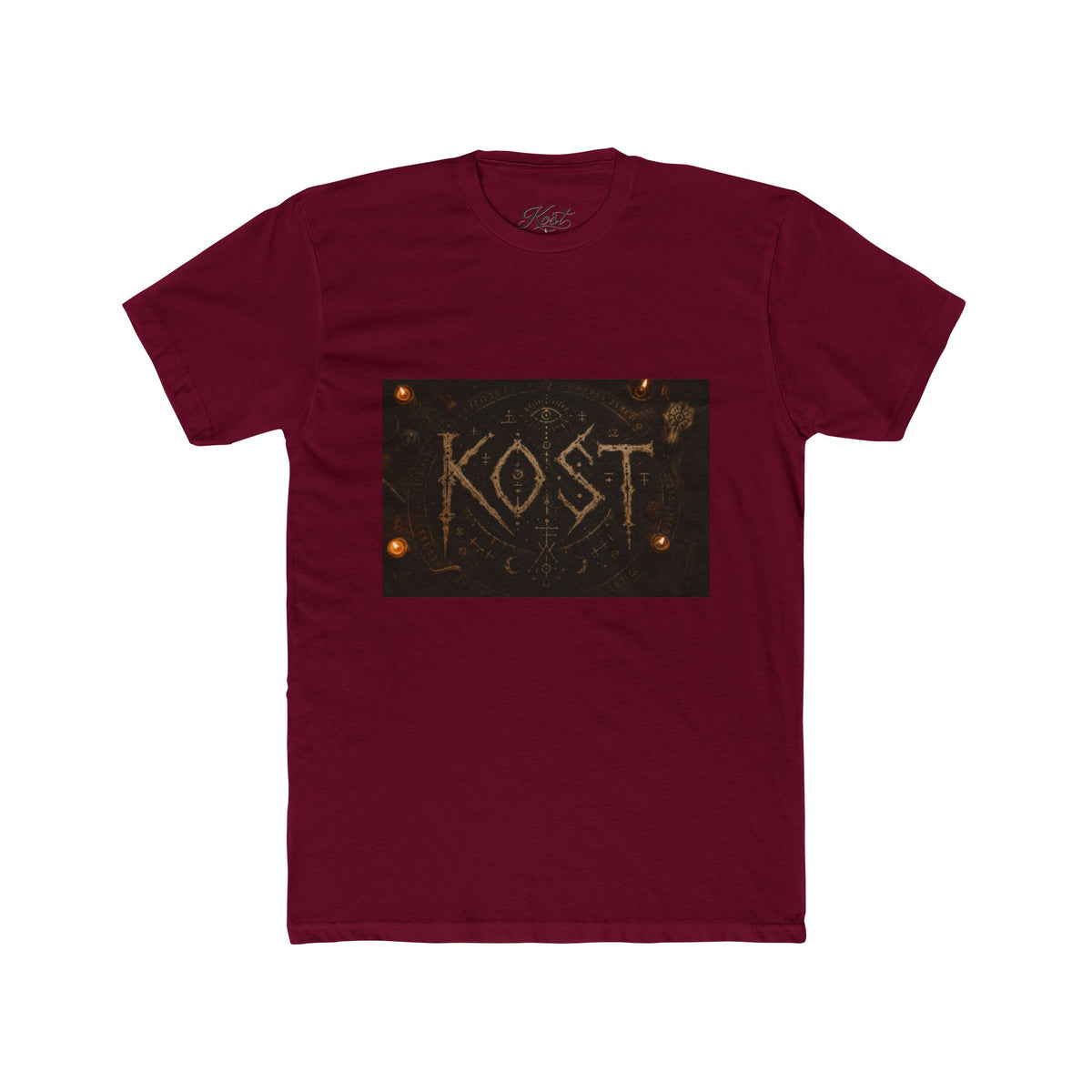 KÖST Rustic Firebrand Tee — Vintage Burned Lettering Graphic T-Shirt