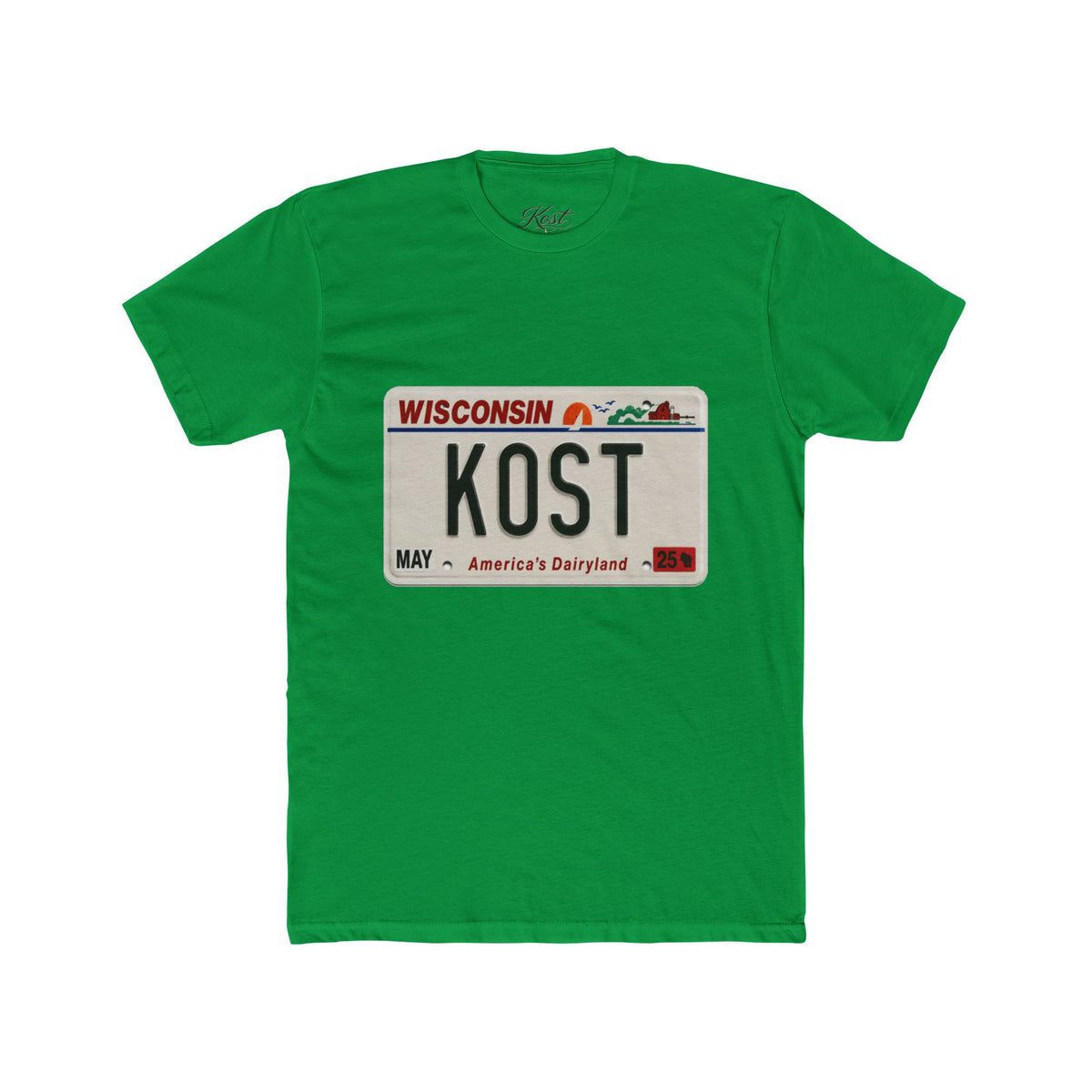Wisconsin License Plate 'KOST' T‑Shirt — Retro America’s Dairyland Tee