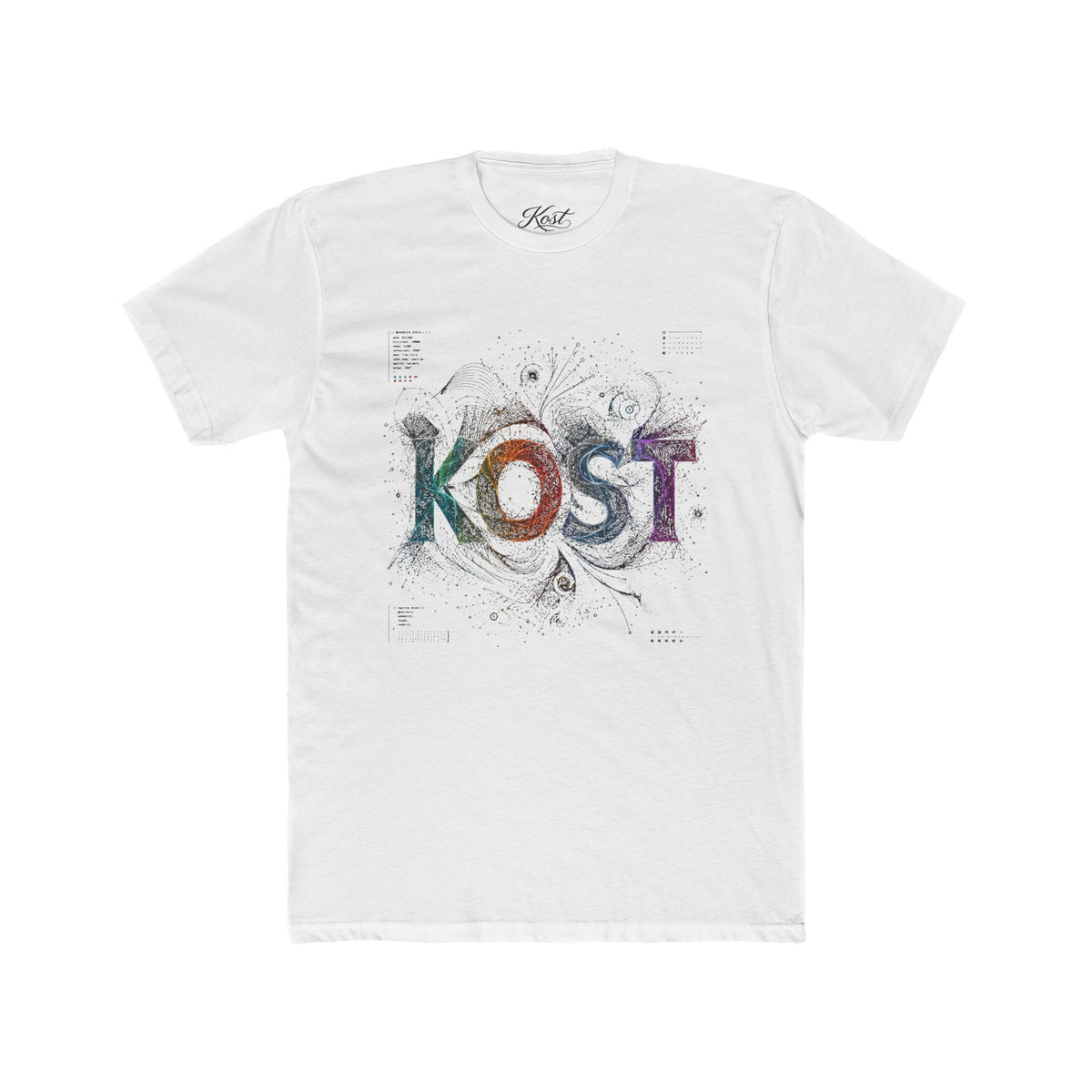 KOST Graphic Tee — Colorful Abstract Lettering Cotton T‑Shirt
