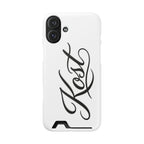Phone Case with Card Holder – Elegant Black Calligraphy Design