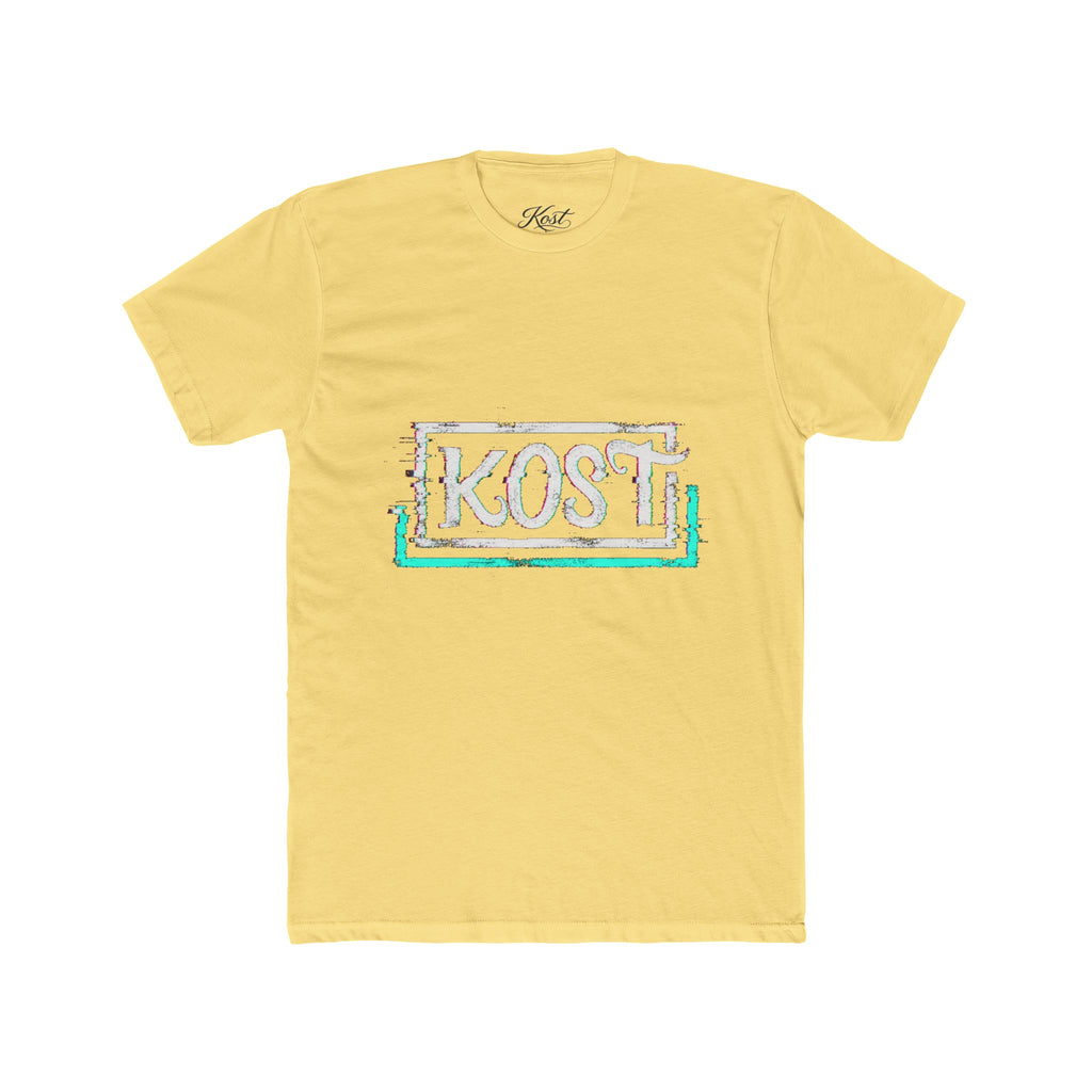 KOSI Retro Outline Logo Tee — White Cotton Crew T-Shirt