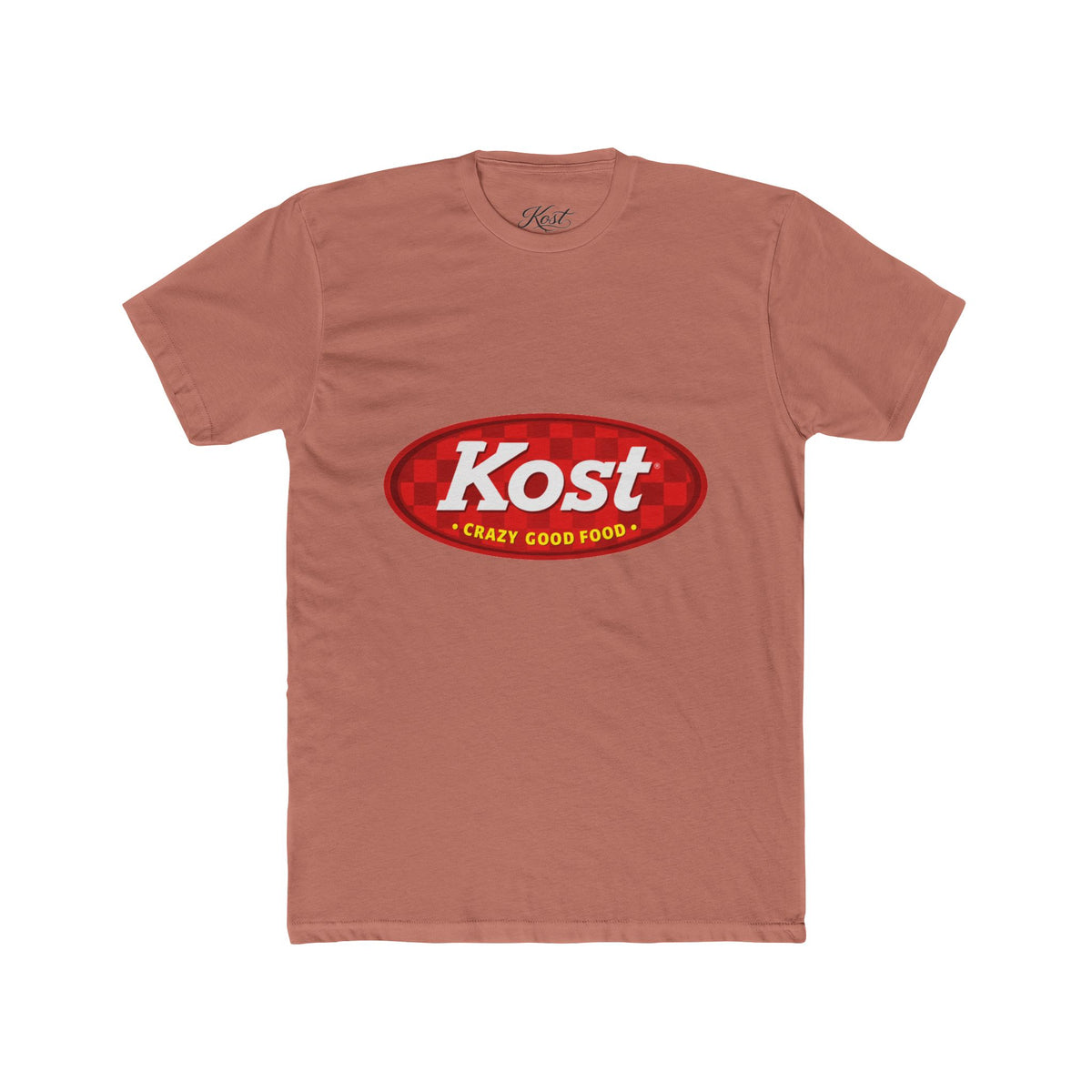 Kost Logo Tee — Vintage Red "Kost" Oval Graphic Cotton T-Shirt