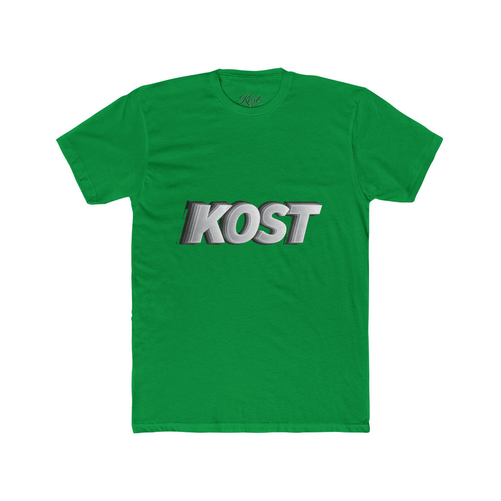 KOST 3D Metallic Logo Tee — White Graphic Crewneck T-Shirt