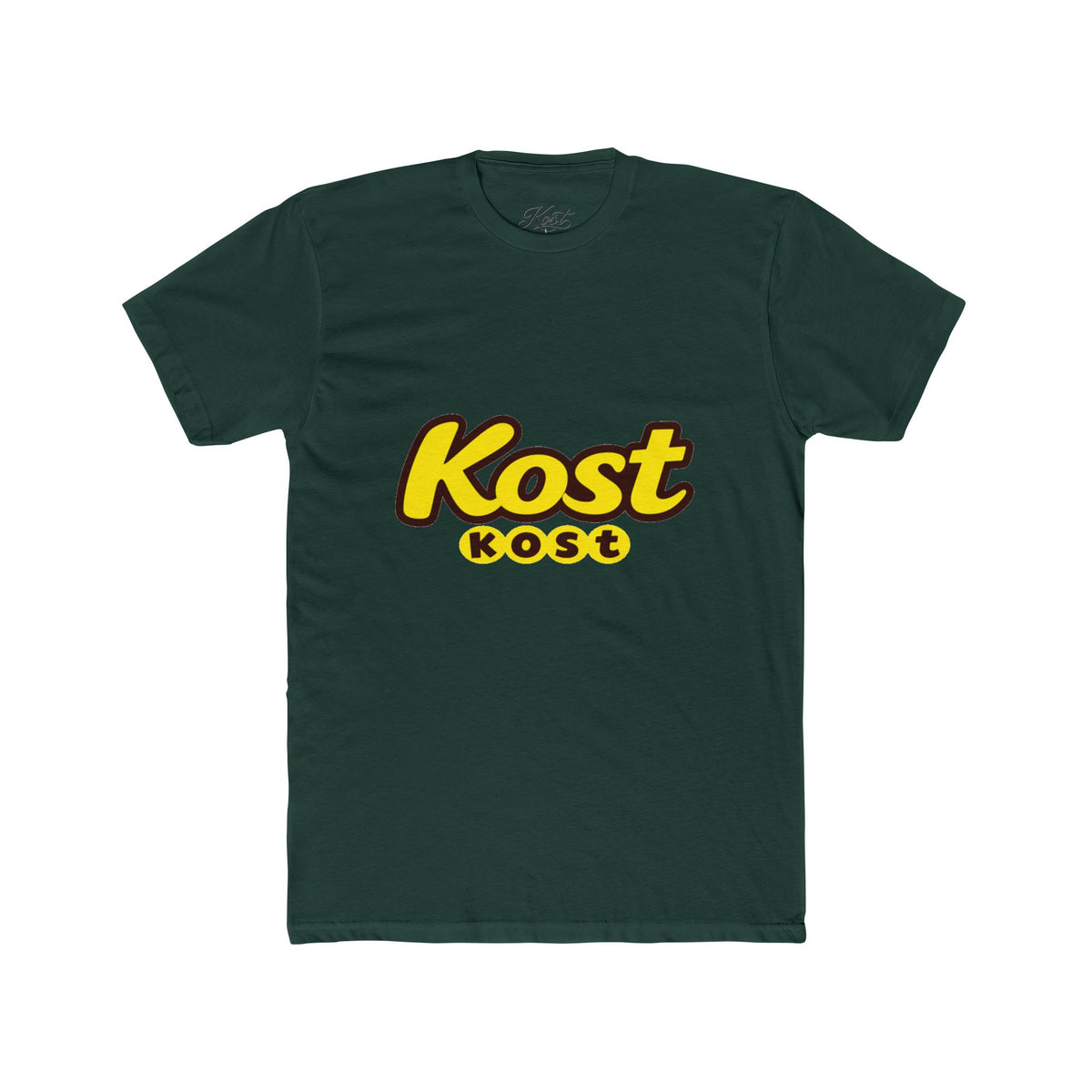 Kost Logo Tee — Retro Yellow Script Graphic T-Shirt