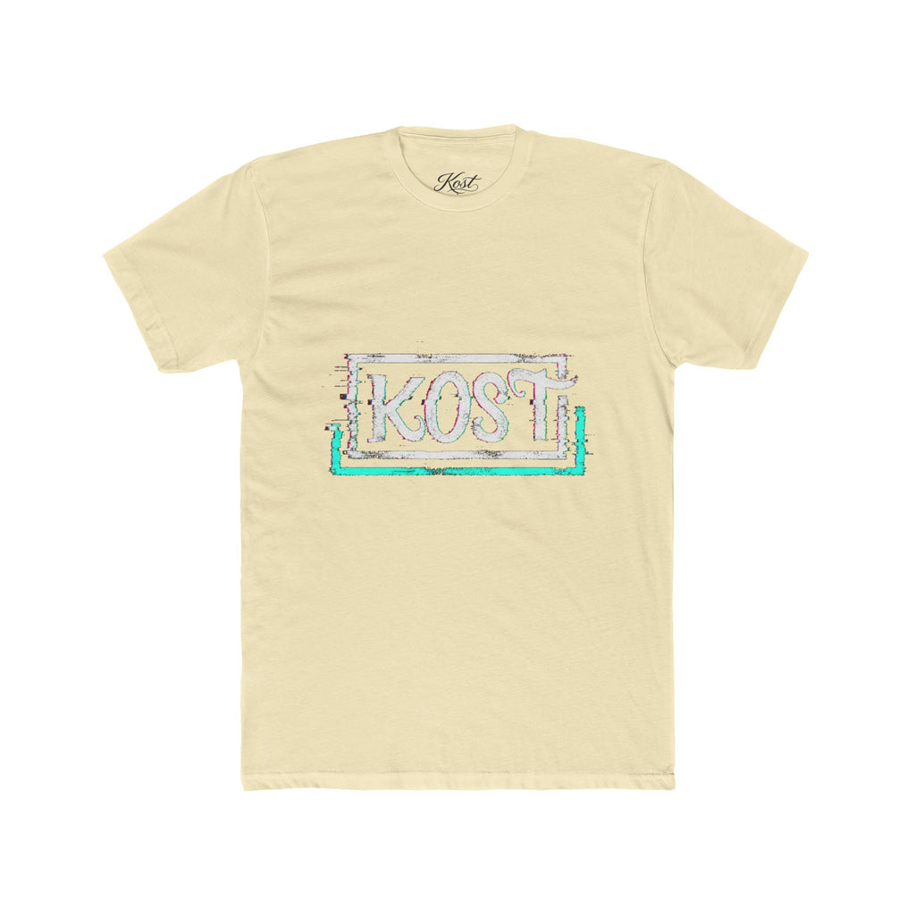 KOSI Retro Outline Logo Tee — White Cotton Crew T-Shirt