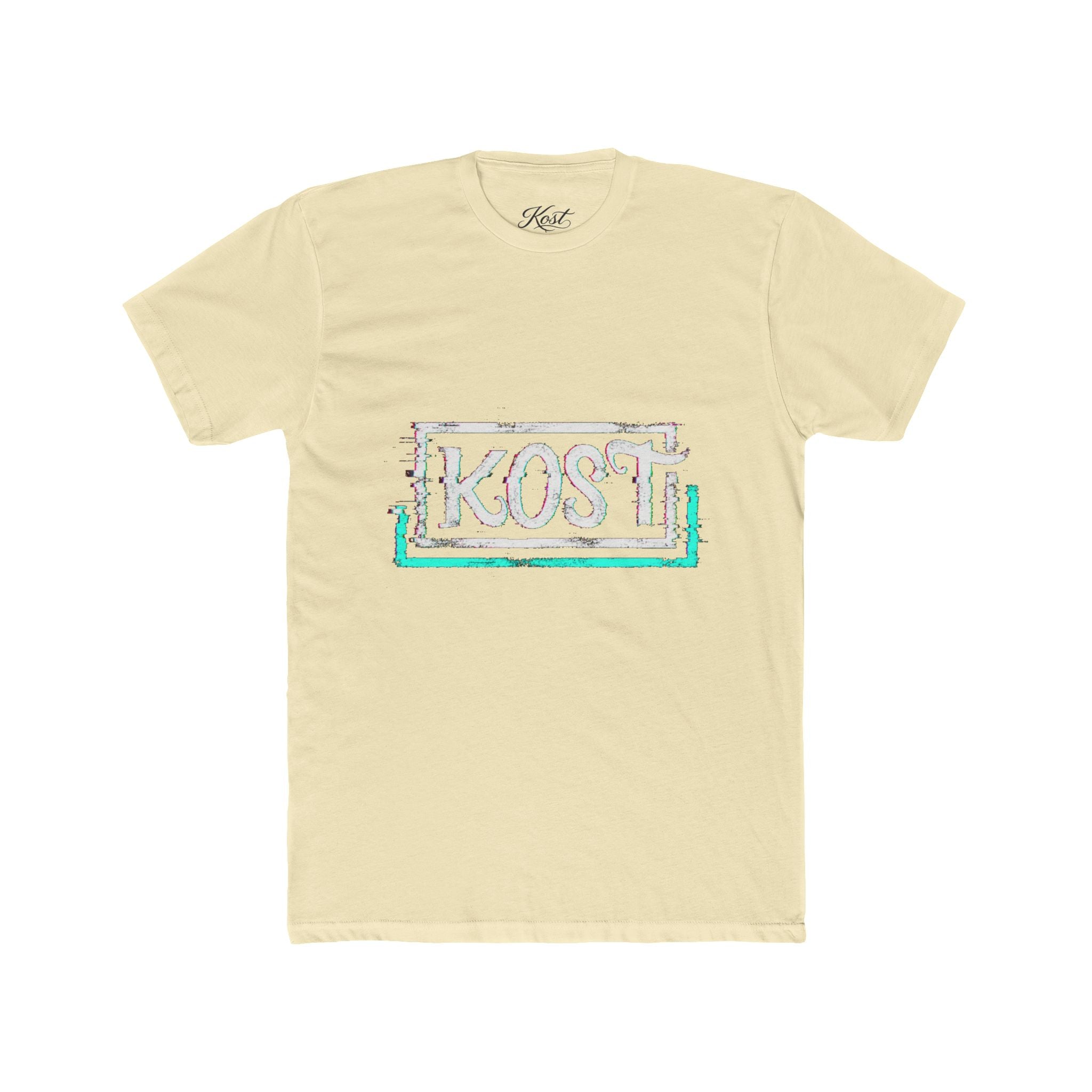 KOSI Retro Outline Logo Tee — White Cotton Crew T-Shirt