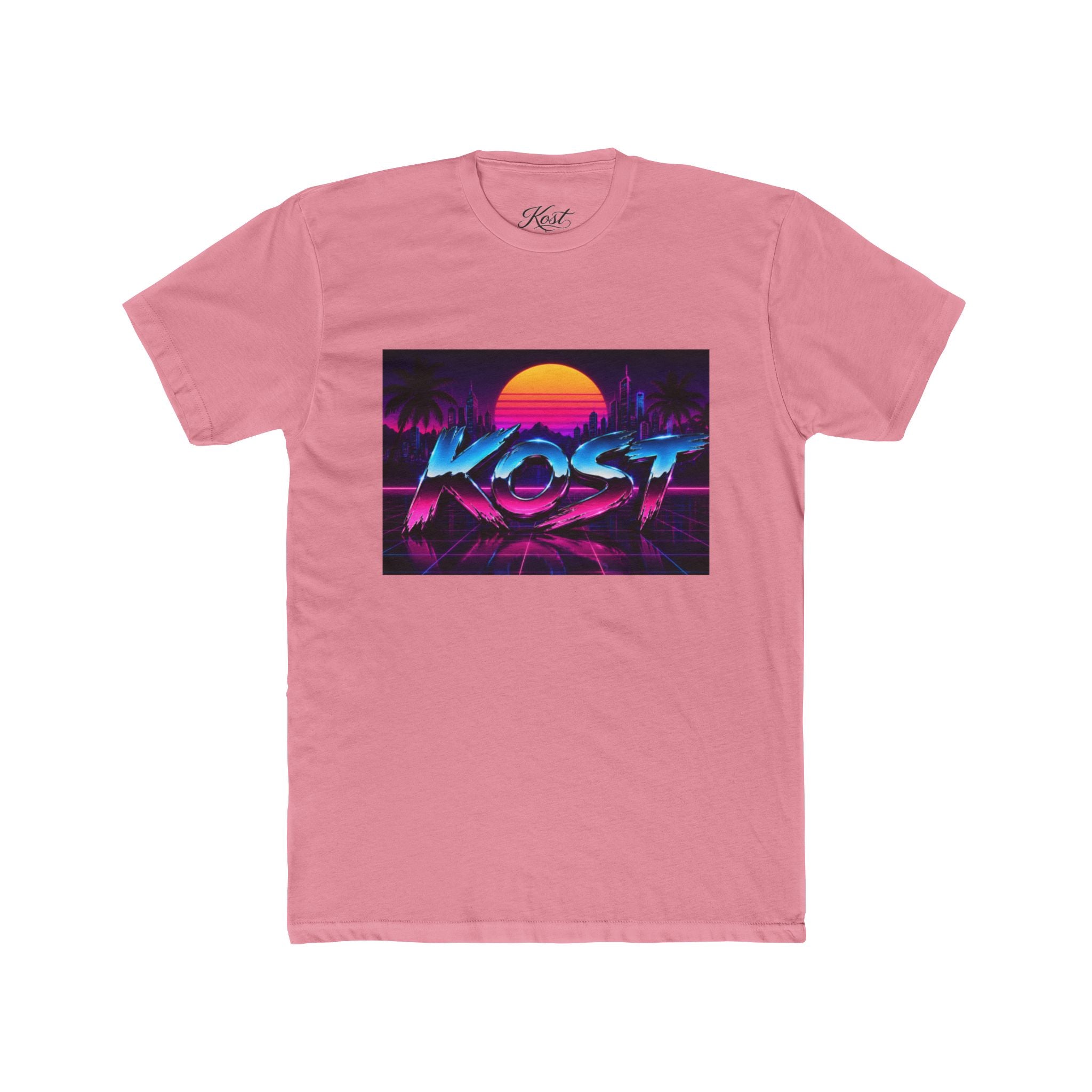 Retro Sunset "ROST" Graphic Tee — 80s Vaporwave Palm Beach T-Shirt
