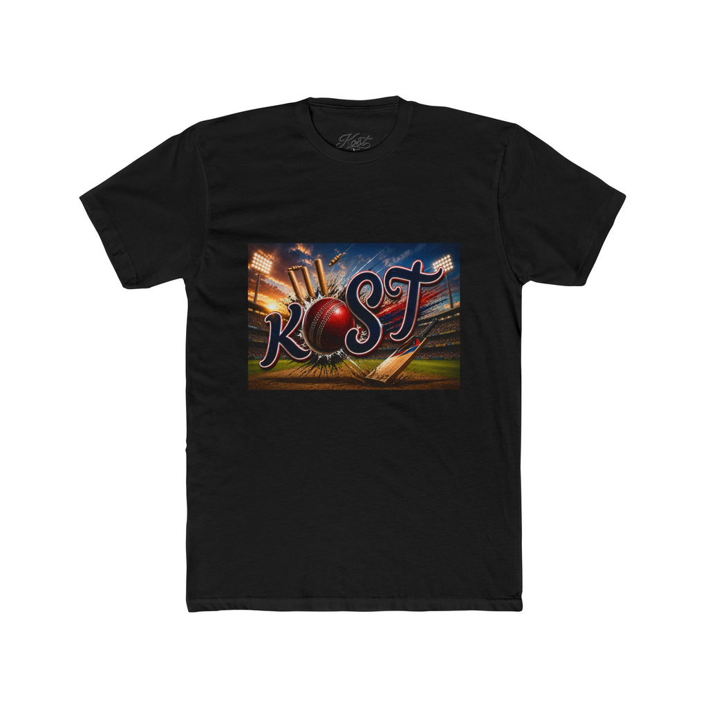 Rost Cityscape Crew Tee — Retro Neon Script Graphic T-Shirt