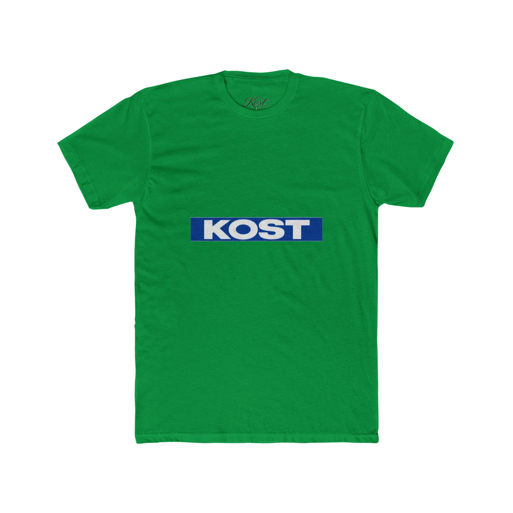 KOST Logo Tee — Retro Blue Box Graphic Cotton T‑Shirt
