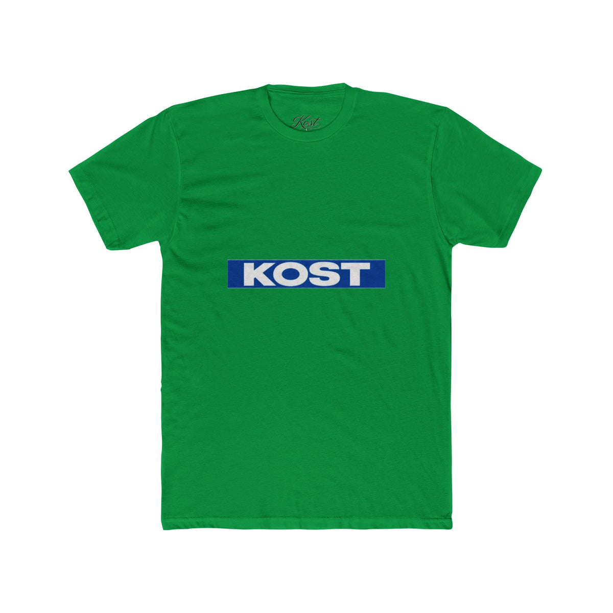 KOST Logo Tee — Retro Blue Box Graphic Cotton T‑Shirt