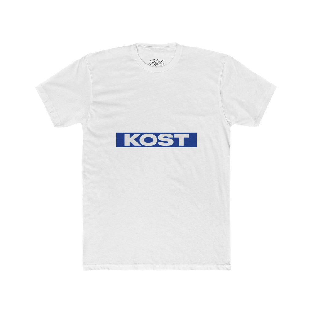 KOST Logo Tee — Retro Blue Box Graphic Cotton T‑Shirt
