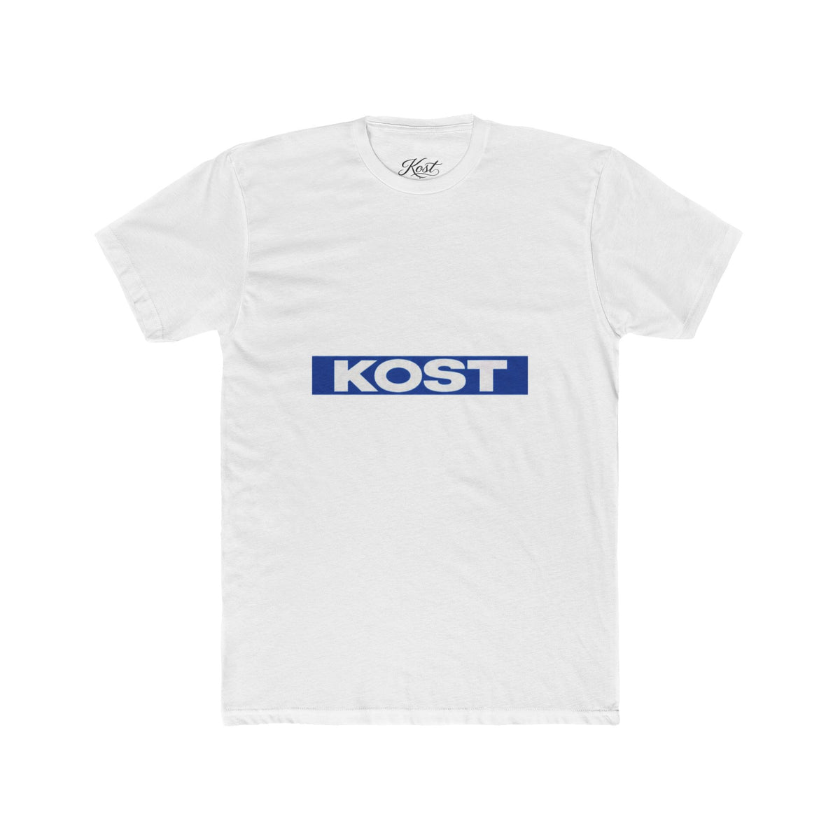 KOST Logo Tee — Retro Blue Box Graphic Cotton T‑Shirt